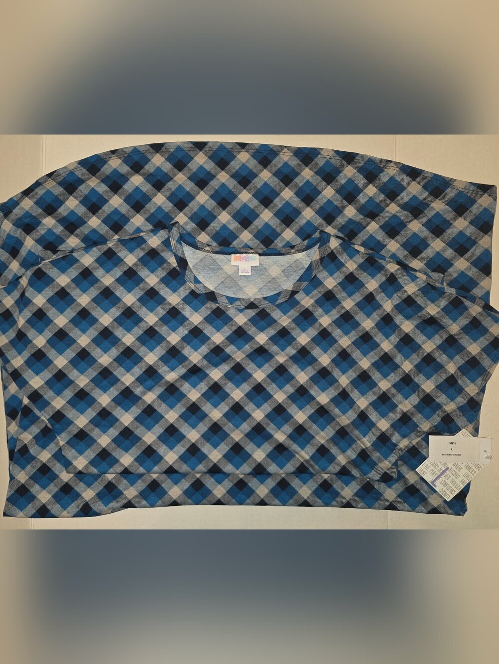 LulaRoe NWT Maria Blue Plaid Short-Sleeve Maxi Dress Retail$68 - Picture 3 of 5